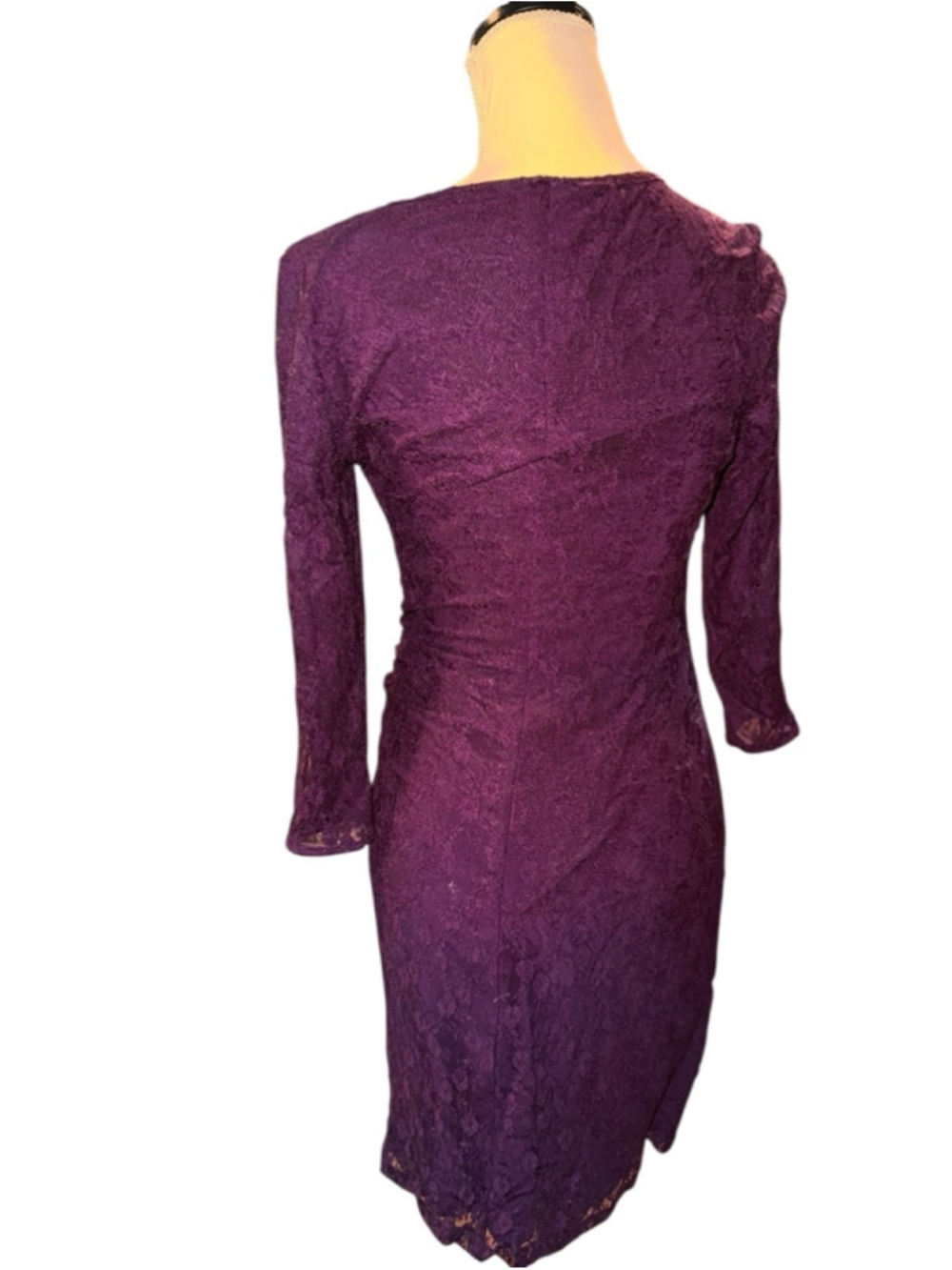 Women's Chaps Purple Lace Long Sleeve Dress M - Picture 5 of 7